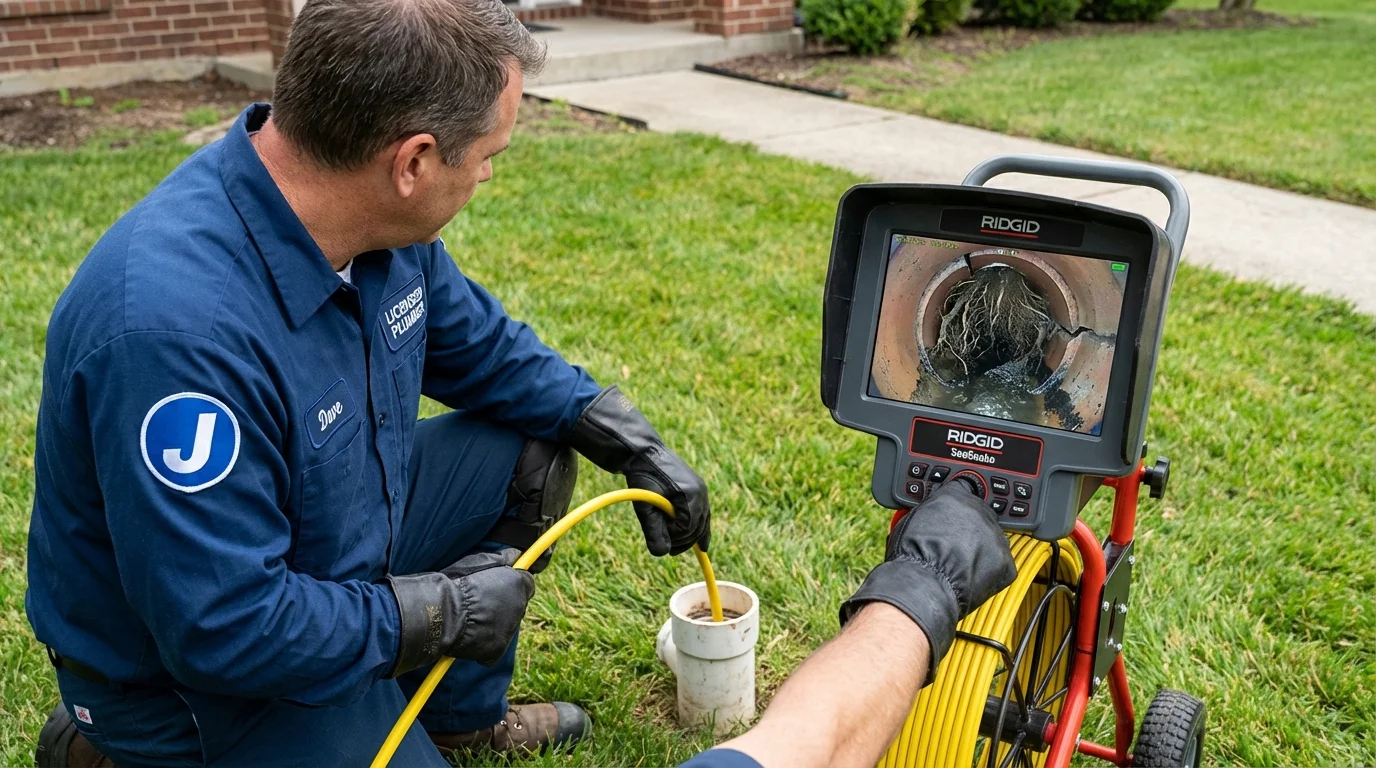 Sewer camera inspection being performed by Johns Plumbing LLC in Salem