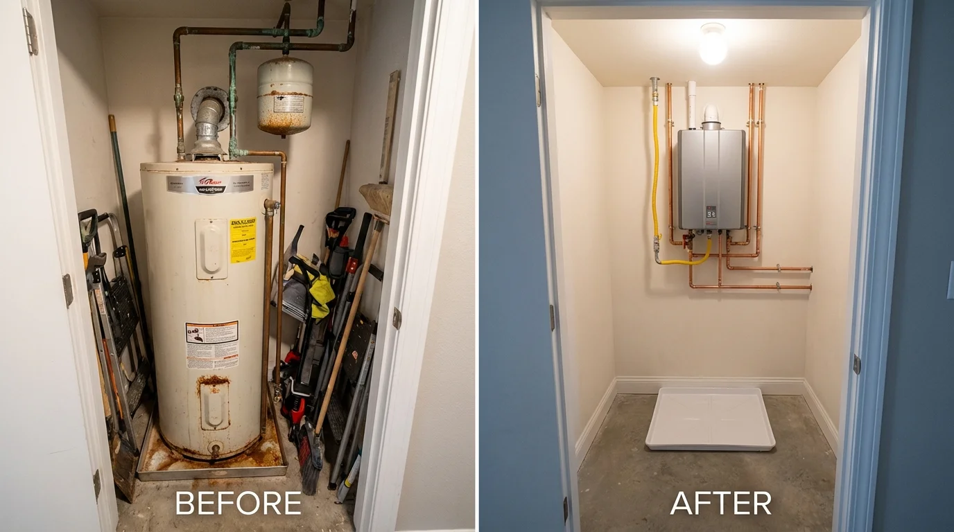 Tank water heater versus wall-mounted tankless unit comparison for Salem, OH homeowners
